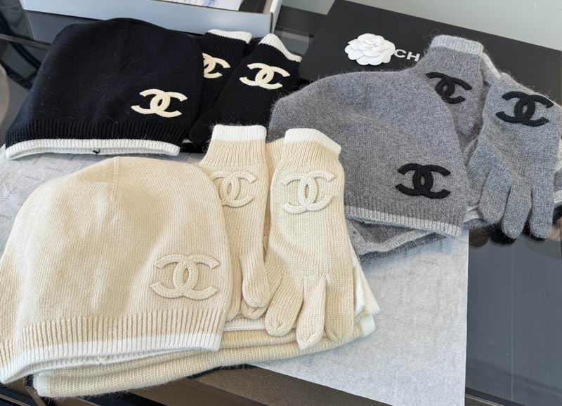 Chanel scarf hat gloves dx04